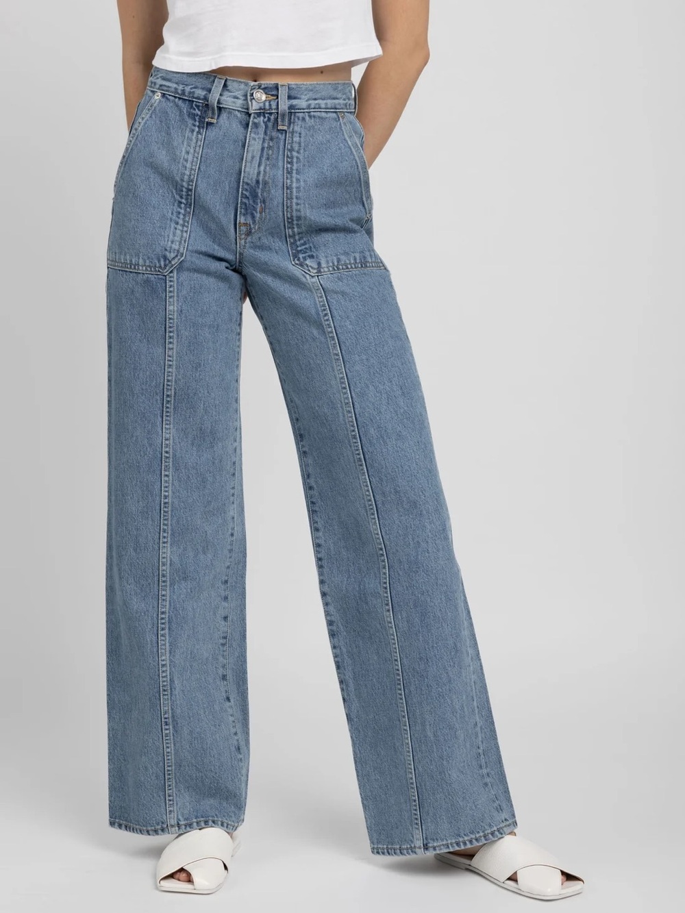 SLVRLAKE Grace Cargo with Seam Jean in Pacific
